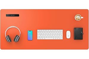 SHOPUKASA Large Office Desk Mat - Computer Laptop Protector Pad 80x40cm - Writing Blotter Cover for Desktop (Orange)