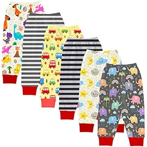 Kidbee Baby Kids Cotton Pajama Track Pant with Rib Multicolor Print (Pack of 6 Pcs) (4-5 Years)