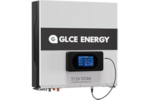 GLCE Energy Montaggio a parete Batteria al litio LiFePO4 da 48V 100Ah, ampio schermo LCD, BMS intelligente integrato da 100A, batteria da 5120 Wh per camper, accumulo di energia domestica