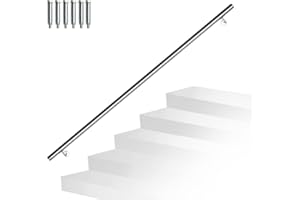 Randaco Rampe Escalier, Main courante acier inoxydable Rampe d'escalier rambarde pour l'intérieur et l'extérieur avec support mural et embouts, 180cm