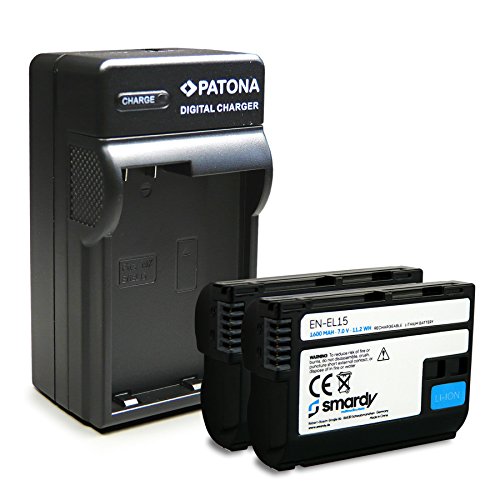 Chargeur EN-EL15   2x smardy Batterie Accu pour Nikon 1 V1 810A D600 D610 D750 D800 D810 D7000 D7100 D7200   