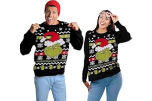 UNITED LABELS The Grinch Jersey de Navidad Unisex - Invierno Jersey Jersey Sudadera Ugly Christmas Sweater Navidad para Hombre y Mujer Negro