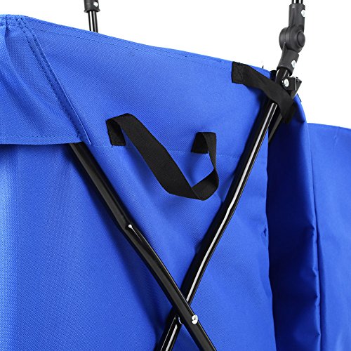 HOMFA Handwagen klappbar Einkaufstrolley Einkaufsroller Transportwagen Einkaufswagen belastbar bis 50kg blau - 4