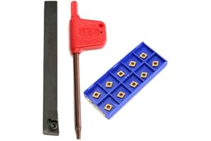 MeevrgR SCLCR0808H06 CNC Lathe External Turning Tool Holder with 10Pcs CCMT060204 Carbide Inserts, 8mm Shank Diameter, 100mm Length