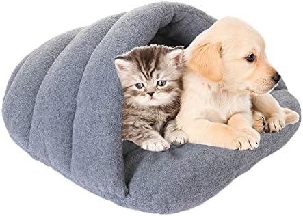 Haplain Winter Soft Warm Pet Bed House Plush Soft Cozy Nest Mat Pad Cushion Cat Dog (Small(38*48cm), Grey)
