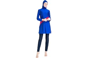 keephen Muslim Badeanzug Plus Size Langarm Islamische Badebekleidung Frauen Muslim Burkini Attached Hijab 3-teiliges Set