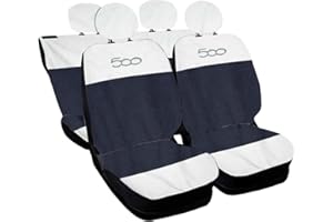Auto Accessori Lupex - Housses pour siège Auto, compatibles Housses pour siège Auto pour Cinquecento 500, Blanc Bleu Jeans, Made in Italy, Avant et arrière, compatibles Airbag