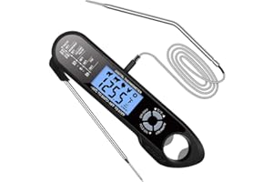 BESTYKS MeatThermometer Digital, Instant Read Roast Thermometer Grill Thermometer, External Long Probe with Stainless Steel Cable, Alarm Setting, Oven Thermometer for Kitchen, BBQ, Oven, Baking