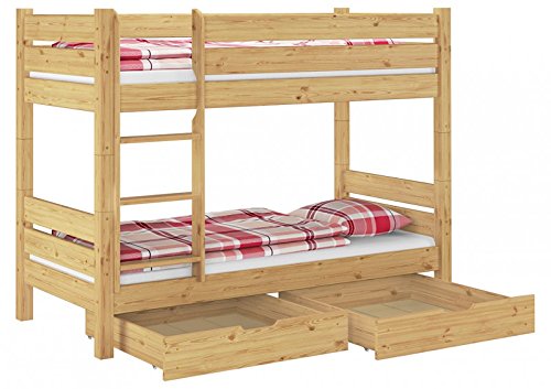 Erst-Holz® Etagenbett 90x200 Hochbett Kiefer Natur teilbar Rollrost