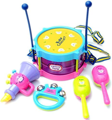 WINWINTOM 5Pcs Kids Roll Drum Musical Instruments Band Kit