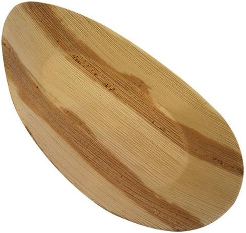 Susty Party Supplies 100% Compostable Oval Palm Leaf Large Heavy Duty Plate or Serving Platter (25 Plates), 12.5" x 5.75"/Large, Light Brown