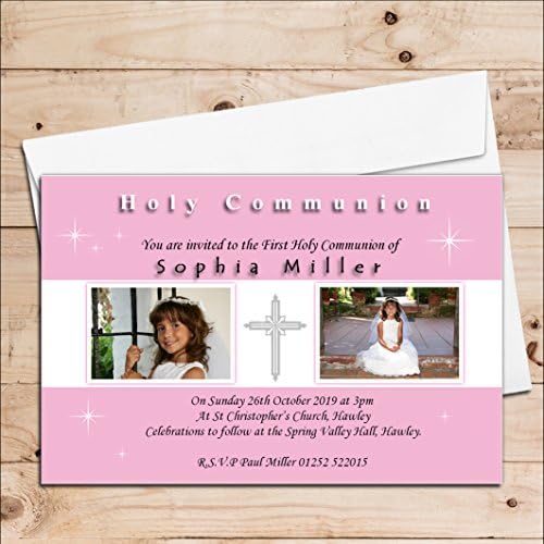 10 Personalised Girls 1st First Holy Communion Invitations Photo Invites N19