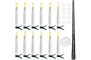 LITTLE ANTS Bougies à LED Harry-Potter avec baguette, Lot de 12 bougies magiques à suspendre lumières chaudes vacillantes sans flamme 16 * 1.6cm pour Halloween, Noël,Fête de mariage, Décoration d'intérieur
