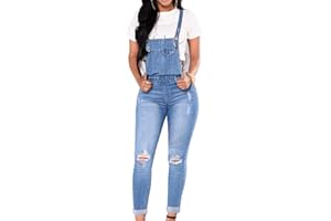 Morbuy Mujer Mono Petos de Pantalones, Shop Casual Largo Skinny Rotos Elásticos Jeans Bolsillos Jumpsuits Moda Playa Fiesta Noche Cóctel Slim Fit Overoles Pantalón…