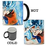  Taza de café de cerámica con diseño de bola de dragón que cambia de color con el calor, hecha a mano, regalo de anime DBZ DBS (Goku Kamehameha) 300 ml