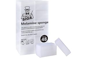 MR.SIGA Magisk Svamp för Väggar, Repfri Melaminsvamp | MR.SIGA 48-Pack Vita Magiska Svampar, Tar Bort Fläckar Från Väggar, Skor Och Diskbänkar, Lätta Att Klippa Till Rätt Storlek
