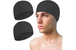 KHYYQUA 2 Pièces Bonnets de Bain Élastique, Bonnet de Natation Confortable en Tissu,Bonnet de Natation en Tissu Polyester,Antidérapant pour Femmes Hommes Enfants en Nageant