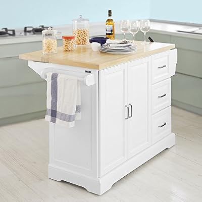 SoBuy® FKW41-WN Desserte sur Roulettes Meuble de cuisine de service roulant en Bois - Plans de Travail Rabattables - Haute Qualité et Stabilité