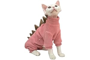 GigglyHouse Sphynx cat Clothes, Dinosaur Costume, Hairless Cats Warm Clothes for Cornish Rex and Devon Rex (Red, XL(8-10lbs))