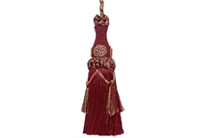 DÉCOPRO Elegant 6" (15cm) Key Tassel, 4" (10cm) Loop accented with Rosette and Tassels (Style# BKT) Taupe Burgundy Red #8612 (Burgundy Red, Taupe Beige, Dark Red) Sold Individually