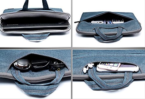 LISEN@ 13,3 Zoll wasserfeste und 360° stoßfeste Aktentaschen als Schutz für Ihren Laptop/Notebook mit Handgriff (13,3, Denim Farbe) - 5