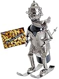 1-teilig Brubaker Flaschenhalter Skifahrer Metall Skulptur Geschenk mit Geschenkkarte