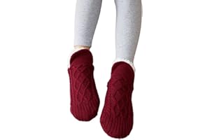 KKPW Indoor Floor Non-Slip Thermal Socks, Hand-Woven Velvet Lined Slippers Socks, Women Slipper Fluffy Socks, Winter Home Indoor Floor Socks