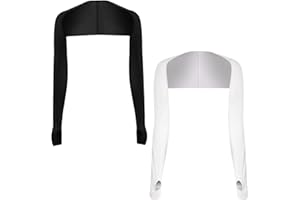 FUIPVGI 2 manicotti rinfrescanti da donna, protezione UV, scialle, maniche da sole con foro per le dita, per golf, escursionismo, guida (nero, bianco)