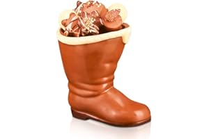 ‎PRALINENCLUB Pralinenbote – Schokoladen Stiefel gefüllt mit 10 handgefertigten Pralinen zu Weihnachten, edles Nikolaus Geschenk, der Weihnachtsstiefel von Santa Claus aus Schokolade (Klassiker)