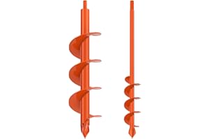BeneLabel 2pcs Auger Drill Bit Garden, 41x4.1cm & 41x8.9cm Post Hole Digger Bulb Planting Digging Tool Extended Soil Earth Ground Spiral Shaft for Bedding/Seeding/Fence Mailbox Post, Suits 10mm Hex