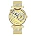 Produktbild ETH Sport-Quarzuhr Multi-Time Zone Ultradünne Casual Business Steel Mesh Belt Herrenuhr Zubehör (Farbe : Gold)
