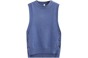 RHANY Sleeveless Knitted Waistcoat Women,Buttons On Both Sides Sleeveless Pullovers Fall Winter Jumper Tank Top Women'S Wool Feel Knitted Sweater Vest Overlay Dress Inside Out