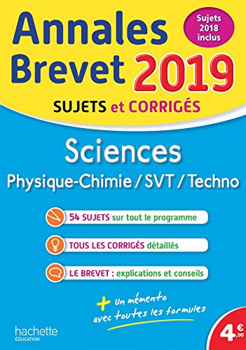 Télécharger Annales Brevet 2019 Physique-Chimie-SVT Gratuit
