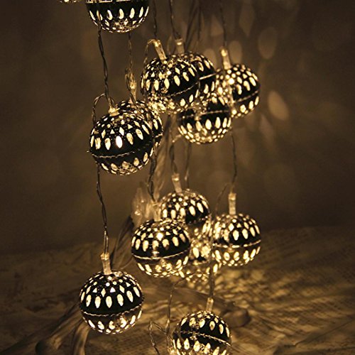 DOLDOA 20er LED Lichterkette silberne Kugeln batteriebetrieben,Silber - 3