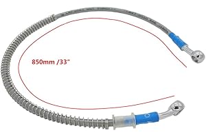 S SYUU 850mm 85cm Universal Moto Tuyau De Frein Tressé en Acier Hydraulique Renforcer Frein Embrayage Huile Tuyau Tuyau De Conduite Compatible avec Motorcycle Pit Dirt Street Sport Bikes
