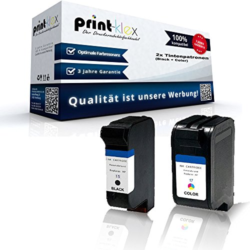 2x kompatible Tintenpatronen für HP DeskJet 816C 817C 825C 825CVR 840C 841C 842C 843C 845C 845CVR Fax 1010 HP15 + HP17 Sparset - Office Quantum Serie C6615DE C6625AE C6615NE HP15 + HP17 HP 15 HP 17