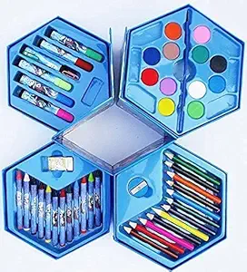 Little Crafts Art Set,Colors Box Color Pencil,Crayons, Water Color, Sketch Pens Set of 46 Pieces for Boys and Kids Best Birthday Gift & Return Gift (Colour Box for Kids) Color and Design May Vary)