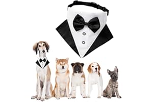 CAASFOOY Bandana da Smoking Formale per Cani, Sciarpa Triangolare per Animali Domestici, Collare con Farfallino e Colletto Regolabile Papillon per Cani di Taglia Piccola Media e Grande