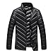 Produktbild Baumwolljacke Herren, DoraMe Männer Warmen Stehkragen Dünnes Herbst Wintermantel Zip Gute Qualität Outwear Feste Farbe Jacke (Schwarz, 2XL)