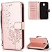 Produktbild FNBK Kompatibel mit Hülle Samsung Galaxy J5 2017 J530 Hülle Leder Rosegold Löwenzahn Blumen Handyhülle Leder Flip Wallet Tasche Stand Case Card Slot Magnetverschluß Kratzfestes Schutzhülle