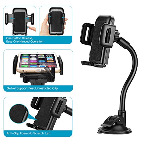 Multi Angolo Cellulare Supporto da auto auto camion con giunto sferico per Smartphone parabrezza Long Arm 360Â gradi Umdrehbar, per iPhone, Samsung Galaxy S8, HTC, e altri smartphone