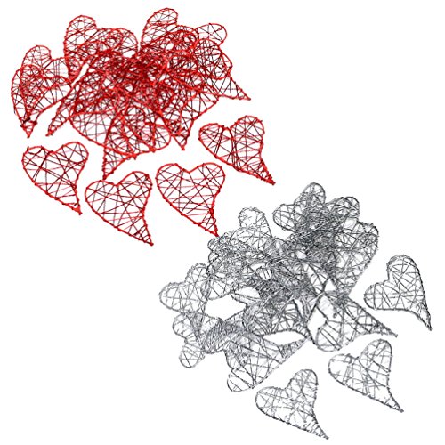 20 Drahtherzen 5cm x 6cm, geschwungen, Metall Herz/ TOP PREIS !!! (silber) - 2