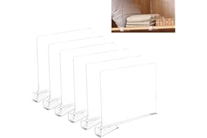 Ayuanb 6 Stück Transparente Acryl Regaltrenner für Schrankregale, Organizer für Schlafzimmer, Küche, Büro, Badezimmer, Organizer für Kleidung, Bücher, Hüte und Handtaschen（30x20cm）
