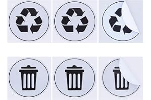 DICOSMETIC 6 Pièces 2 Styles Autocollant pour Poubelle et Recyclage Étiquette de Corbeille à Déchets - Signe Compost en Plastique Vinyle