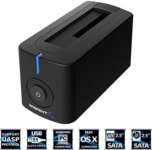 Sabrent USB 3.1 auf SATA externe Festplatten Dockingstationen für 2,5 oder 3,5 Zoll HDD, SSD [Unterstützt UASP und 8TB +] (DS-UB31)