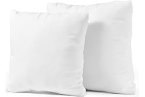 MH Traders Soft Support 2 Pack Cushion Inserts 45cm x 45cm (18 x 18 inch) Microfiber Fabric & Hollowfiber Filling Cushion Pads Hypoallergenic, White Cushion, Small Pillows