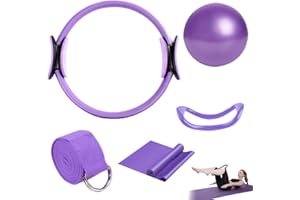 XEERUN Pilates Ring Set, Pilates Essentials Kit für Frauen, Pilates-Ring mit rutschfesten Griffen, Pilates Kreis Ring mit Pilates Ball und Fitnessbändern