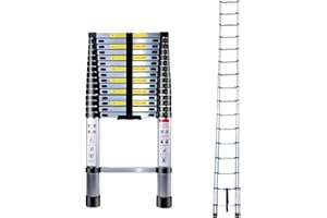 EGTink Escalera Extensible 4,7M,Escalera Telescópica de Aluminio,Escalera Extensible Plegable,Escalera Multifuncional,Carga máxima 150 kg