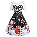 Price comparison product image Lazzgirl Fashion Women Merry Christmas Vintage Santa Claus Print Lace Evening Party Dress(X-Large,Black)