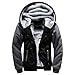 Produktbild Herren Winterjacke,Moonuy Herren Boy M-5XL Hoodie Winter Warm Fleece Reißverschluss Pullover Charme Stilvolle Jacke Patchwork Hot Outwear Baumwollmantel in grau, rot, schwarz (Schwarz, 5XL)